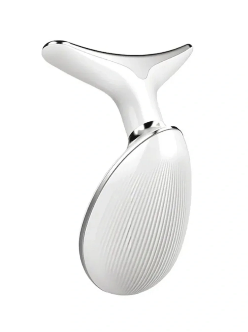 Facial T-Bar Massager in White with Silver Accent